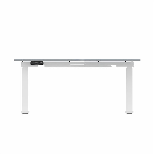 R807 Radial Sit Stand Desk White Frame 1400mm Grey top Right handed