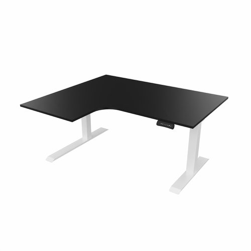 R807 Radial Sit Stand Desk White Frame 1400mm Black top Left handed