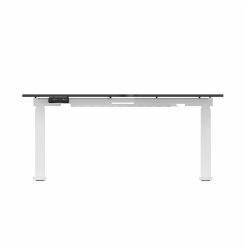 R807 Radial Sit Stand Desk White Frame 1400mm Black top Right handed