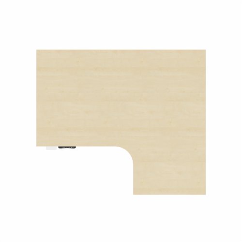R807 Radial Sit Stand Desk White Frame 1400mm Maple top Right handed