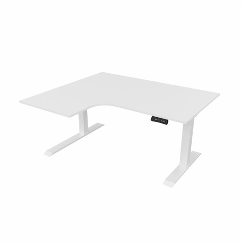 R807 Radial Sit Stand Desk White Frame 1400mm White top Left handed