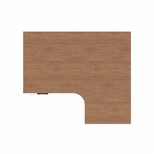 R807 Radial Sit Stand Desk White Frame 1400mm Walnut top Right handed