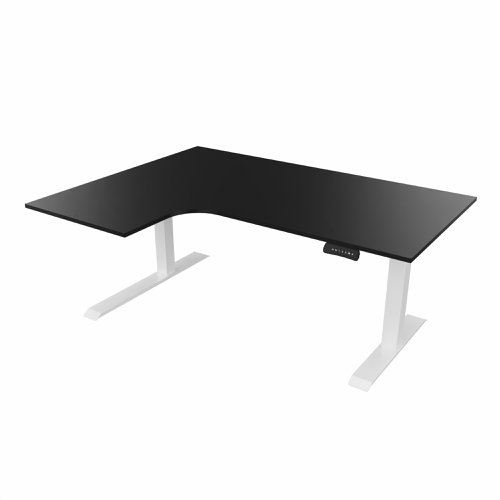 R807 Radial Sit Stand Desk White Frame 1600mm Black top Left handed