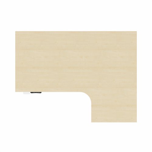 R807 Radial Sit Stand Desk White Frame 1600mm Maple top Right handed