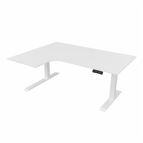 R807 Radial Sit Stand Desk White Frame 1600mm White top Left handed