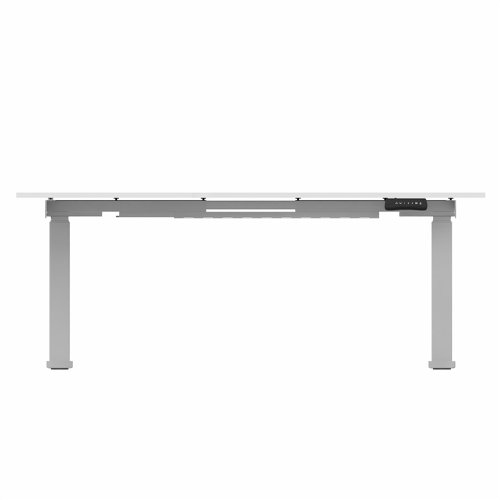 R807 Radial Sit Stand Desk White Frame 1600mm White top Right handed