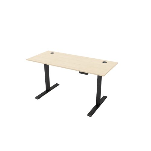 R810 Sit Stand Desk 1185x600mm Black Leg, Maple Top