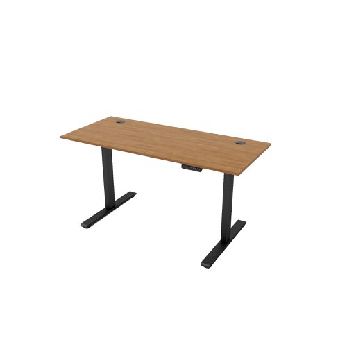R810 Sit Stand Desk 1385x800mm Black Leg, Walnut Top