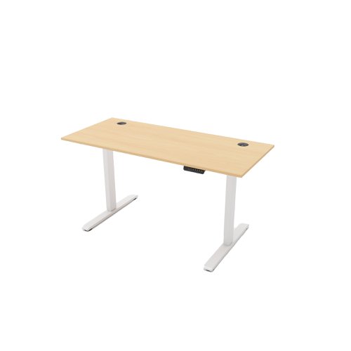 R810 Sit Stand Desk 1185x800mm White Leg, Beech Top
