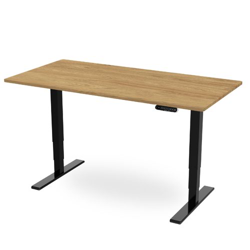 R900 Sit-Stand Desk 1200 x 600mm - Black Frame with Oak Top