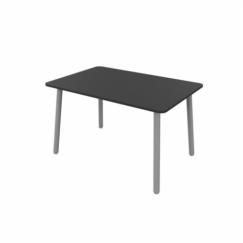 MAMBA Rectangular Table Silver Legs 1400x800mm Black top