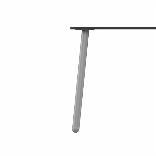 MAMBA Rectangular Table Silver Legs 1400x800mm Black top