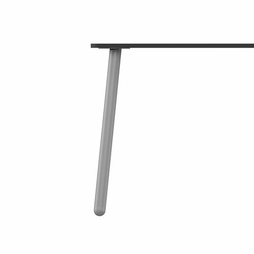 MAMBA Rectangular Table Silver Legs 1600x800mm Black top