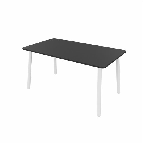 MAMBA Rectangular Table White Legs 1600x800mm Black top