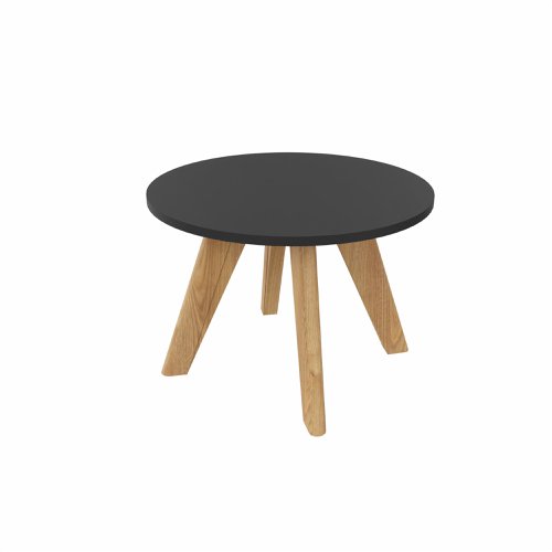 NORDIC Round Coffee Table with Oak  Legs 600mm Dia Black top