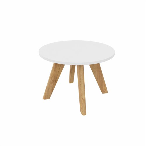 NORDIC Round Coffee Table with Oak  Legs 600mm Dia White top