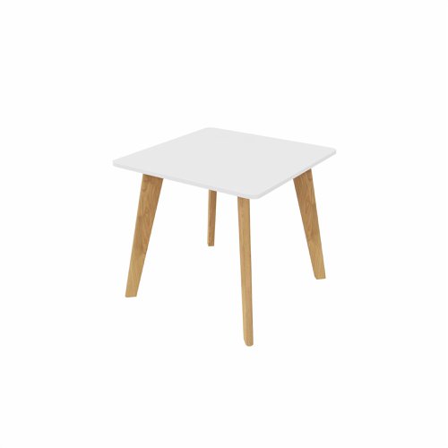 NORDIC Square Table with Oak  Legs 800x800mm White top