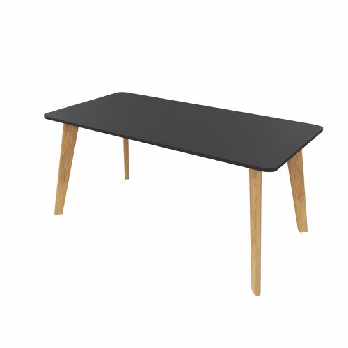 NORDIC Rectangular Table with Oak  Legs 1600x800mm Black top