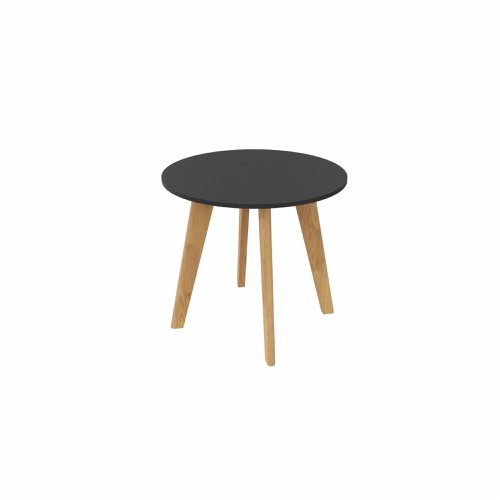 NORDIC Round Table with Oak  Legs 800mm Dia Black top