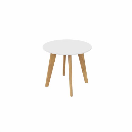 NORDIC Round Table with Oak  Legs 800mm Dia White top