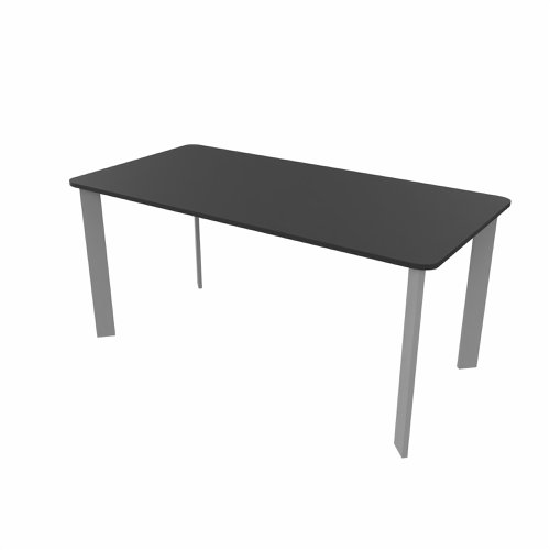 SAFRA Rectangular Table Silver Legs 1600x800mm Black top