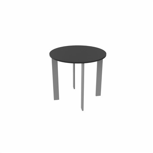 SAFRA Round Table Silver Legs 800mm Dia Black top