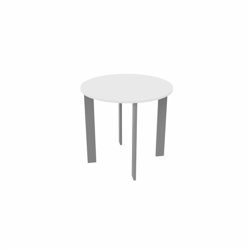 SAFRA Round Table Silver Legs 800mm Dia White top