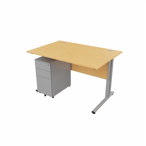 EnviroDesk 1185mm Straight Desk Ped Bundle Grey leg, Beech Top  