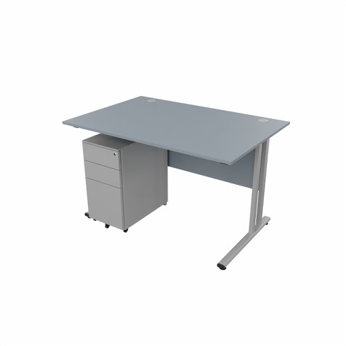EnviroDesk 1185mm Straight Desk Ped Bundle Grey leg, Grey Top  