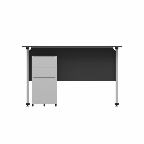EnviroDesk 1185mm Straight Desk Ped Bundle Grey leg, Black Top  