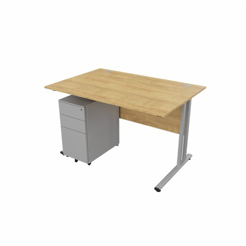 EnviroDesk 1185mm Straight Desk Ped Bundle Grey leg, Oak Top  