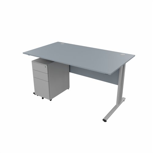 EnviroDesk 1385mm Straight Desk Ped Bundle Grey leg, Grey Top  