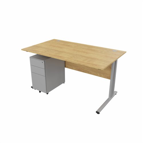 EnviroDesk 1385mm Straight Desk Ped Bundle Grey leg, Oak Top  