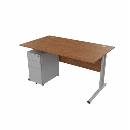 EnviroDesk 1385mm Straight Desk Ped Bundle Grey leg, Walnut Top  