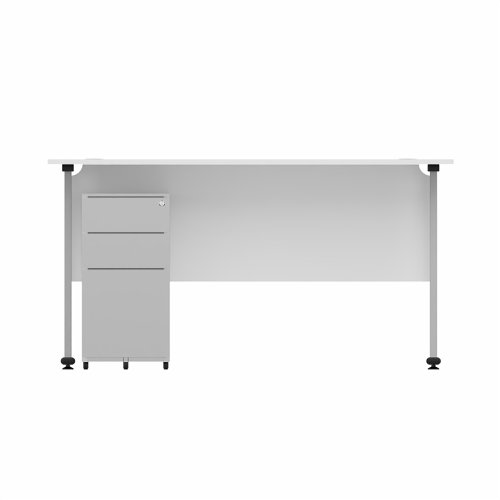 EnviroDesk 1385mm Straight Desk Ped Bundle Grey leg, White Top  