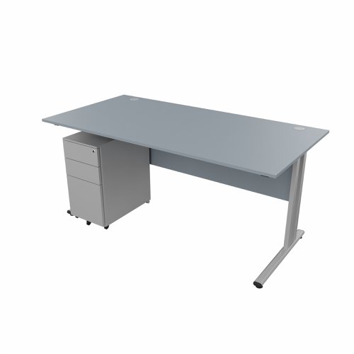 EnviroDesk 1585mm Straight Desk Ped Bundle Grey leg, Grey Top  