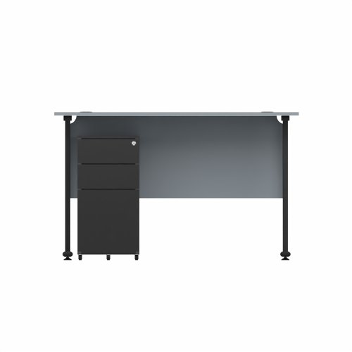 EnviroDesk 1185mm Straight Desk Ped Bundle Black leg, Grey Top  