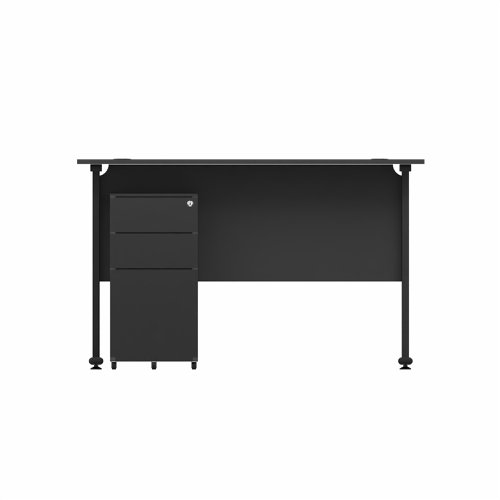 EnviroDesk 1185mm Straight Desk Ped Bundle Black leg, Black Top  