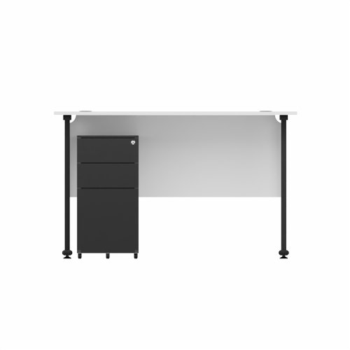 EnviroDesk 1185mm Straight Desk Ped Bundle Black leg, White top  