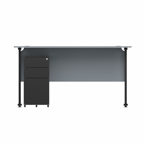EnviroDesk 1385mm Straight Desk Ped Bundle Black leg, Grey Top  
