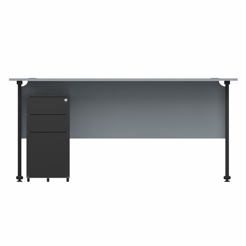EnviroDesk 1585mm Straight Desk Ped Bundle Black leg, Grey Top  