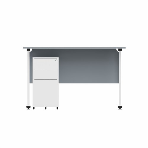 EnviroDesk 1185mm Straight Desk Ped Bundle White leg, Grey Top  