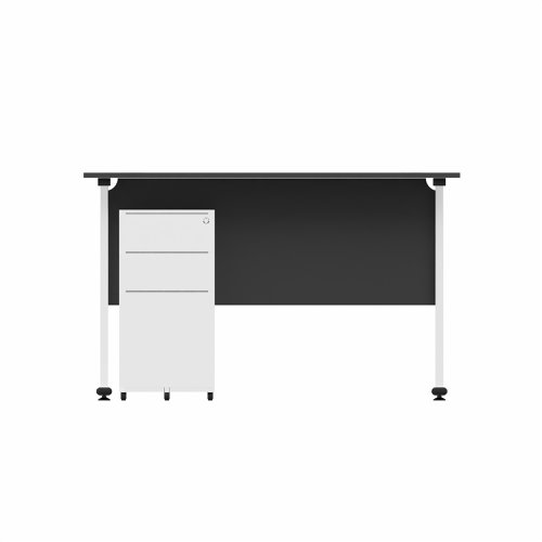 EnviroDesk 1185mm Straight Desk Ped Bundle White leg, Black Top  