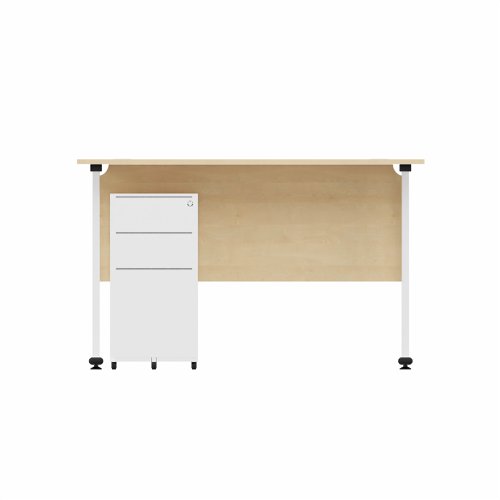 EnviroDesk 1185mm Straight Desk Ped Bundle White leg, Maple Top  