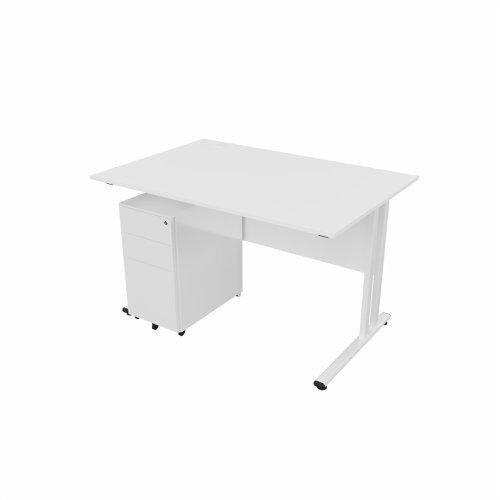EnviroDesk 1185mm Straight Desk Ped Bundle White leg, White top  