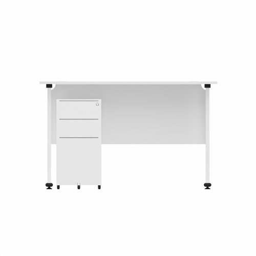 EnviroDesk 1185mm Straight Desk Ped Bundle White leg, White top  