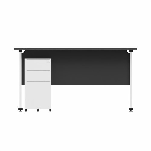 EnviroDesk 1385mm Straight Desk Ped Bundle White leg, Black Top  