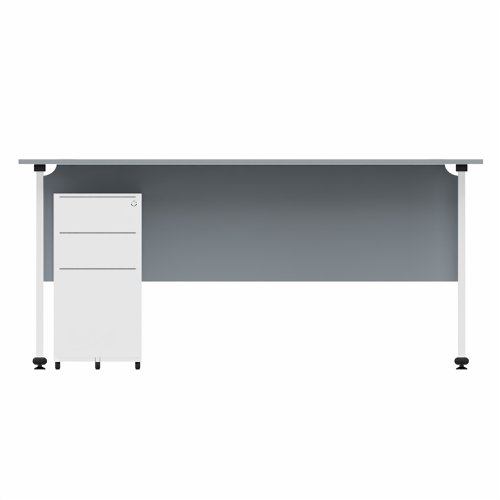 EnviroDesk 1585mm Straight Desk Ped Bundle White leg, Grey Top  