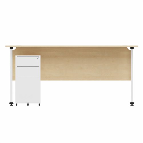 EnviroDesk 1585mm Straight Desk Ped Bundle White leg, Maple Top  