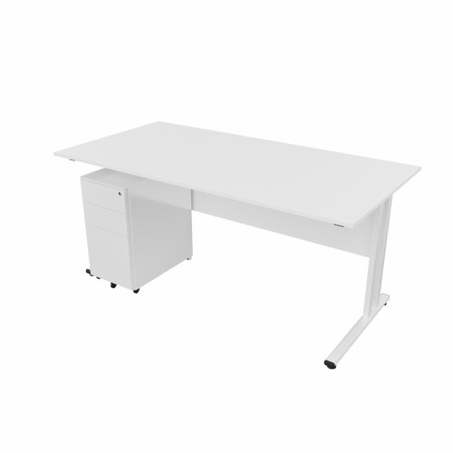 EnviroDesk 1585mm Straight Desk Ped Bundle White leg, White Top  
